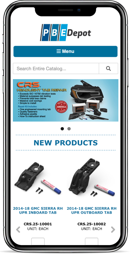 PBE Depot home page iPhone